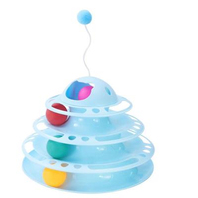 China 4 Layers Viable Interactive Funny Turntable Crazy Disc Cat Toy Ball for Kitten Cats Pet Products for sale