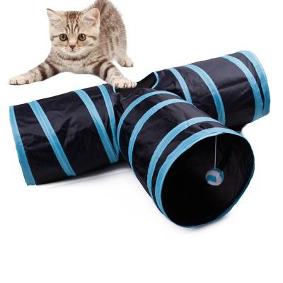 China Viable Folding Kitty Tunnel Bored Cat Pet Toys Peek Hole Toy Cat Puppy Kitten Rabbit Cat Tunnel Indoor 3way Tube for sale