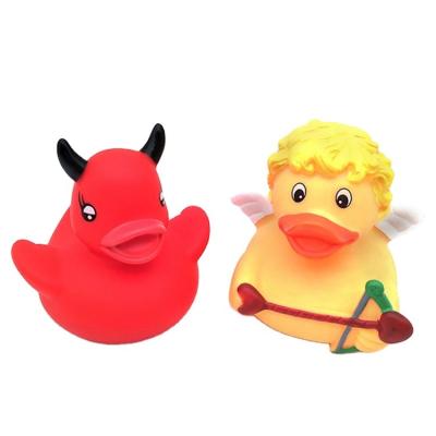 China 2021 Bath Toy China Popular Custom Figure Custom Figure Devil Angel Rubber Character Small Duck Bath Toys For Children Kid for sale