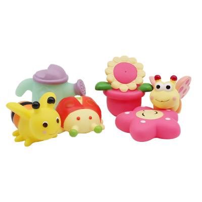 China Wholesale Education PVC Garden Flower Insect Animals Small Baby Squirt Water Bath Game Toys For Kids Girl Gift for sale