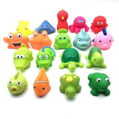 China Baby bath toy; Promotional Items Fishing Game Sea Animal Duck Figure Game Toys Rubber Water Squirt Bathtub Toy Set For Kids Gift for sale