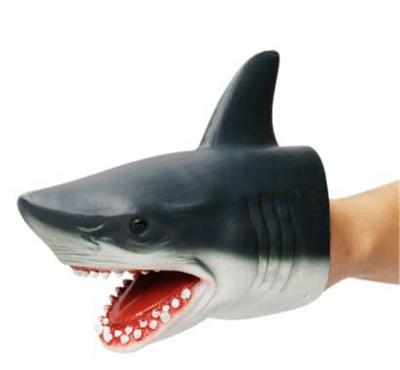 China Educational Toy PVC Figure 3D Dinosaur Shark Hand Puppets Soft Plastic Plastic Rubber Animal Toys For Boys Children Baby for sale