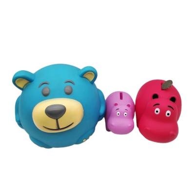 China Wholesale Boxes PVC Plastic Money Animal Piggy Hippo Teddy Bear Piggy Bank Toy Eco-friendly Vinyl Material Small For Toddler Kid for sale