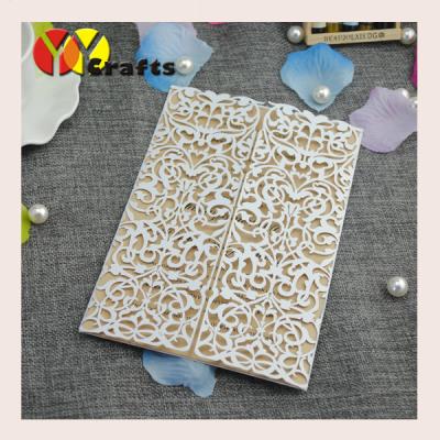 China luxurious wedding invitation card laser cut beautiful handmade invitation card for wedding 50sets/lot for sale