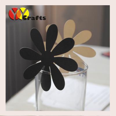 China Flower Wine Glass Place Cards laser cut black and white paper customizable for sale