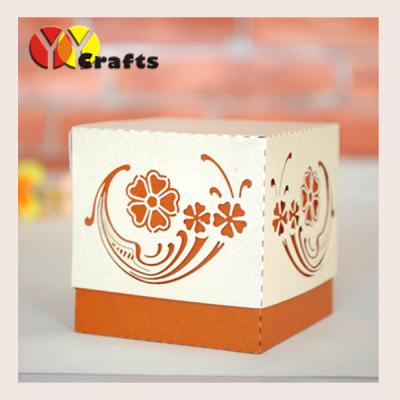 China Chocolate Wedding Favors box pearl paper 5x5 cm , wedding sugar box for sale