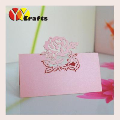 China Wedding Table Seating Cards , Pink Rose Place Card For Birthday for sale