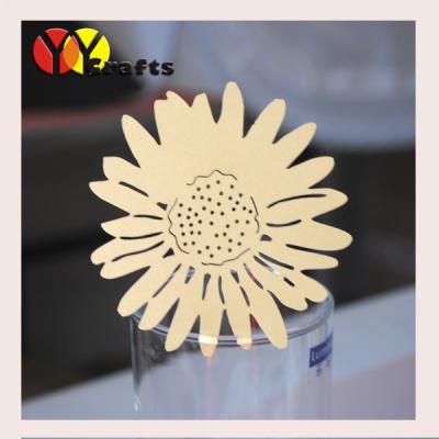 China Flower wedding place card holders with laser cutting yellow sunflower design for sale