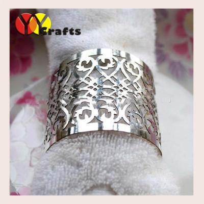 China Wedding and party antique silver napkin ring laser cut filigree design for sale