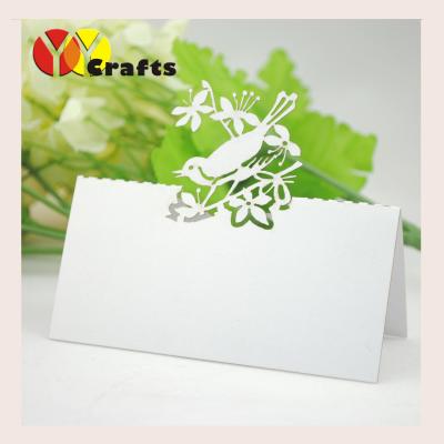 China Laser Cut Wedding Place Cards pearl , paper Table Place Card Love Bird Free Logo for sale