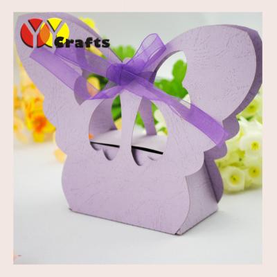 China Colorful Wedding Candy Paper Bags laser cutting butterfly shap for sale