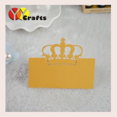 China Crown Wedding Table Place Cards gold color paper hollow out elgant for sale