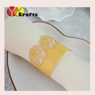 China Party Laser cut paper napkins for restaurants , big gold napkins Rings for sale