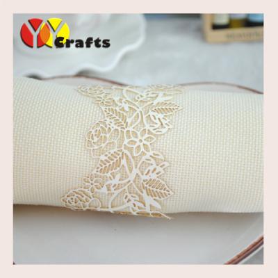 China White Rose Flower Bulk Napkin Ring Laser Cut Wedding Supplies for sale