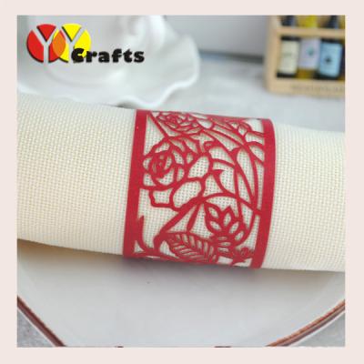 China Handmade  red Wedding Napkin rings laser cut   for birthday for sale