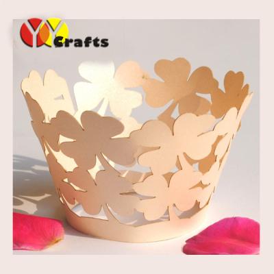 China Pink Paper Fancy Cupcake Wrappers Leaves Design For Baby Showers for sale