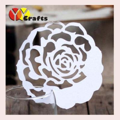 China Floral Wine Glass Place Cards Wedding Table card holders 7x7cm for sale