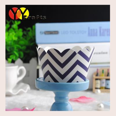 China Striped Cupcake Wrappers Zebra Design White And Dark Blue for sale