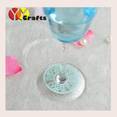 China Unique glass wine claims laser cut flower design party decorations for sale