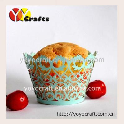 China Weeding Laser Cut Cupcake Wrappers , fence design Laser Cut cupcake holder for sale