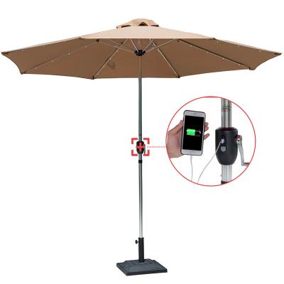 China LED Lights and USB Interface Garden Umbrella with USB Charging / LED Umbrella / Solar Patio Umbrella for sale