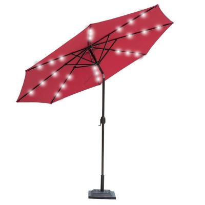 China Outdoor Furniture 9ft Crank And Tilt Solar Powered Umbrella for sale