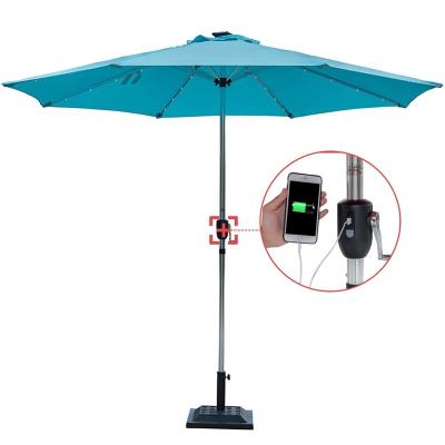 China Outdoor Furniture Sunshade Outdoor USB Led Sunshade Outdoor Furniture Garden Parasol Umbrella for sale