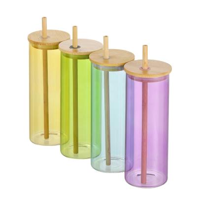 China Direct Sales Disposable Wholesale Glass Cups With Lids And Straws For Drinking Juice for sale