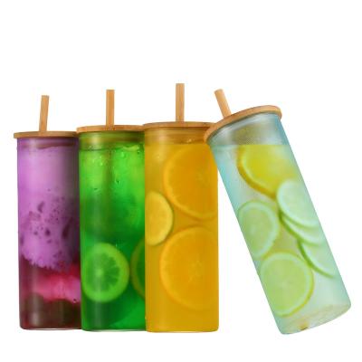 China Professional Customization Disposable Large Capacity Glass Smoothie Cups With Lid And Straw for sale