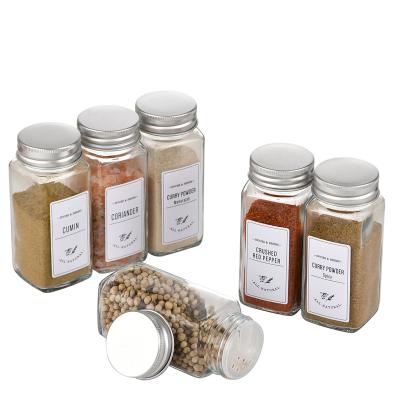 China Sustainable Plant Custom Kitchen Supplies 4 Ounce Moisture Proof Spices Square Glass Jars for sale