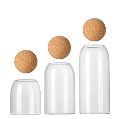 China Professional Freshness Preservation Customization Glass Coffee Bean Storage Container With Cork Ball Plug for sale