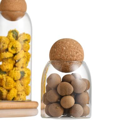 China Wholesale High Quality Freshness Preservation Ball Cork Stopper Borosilicate Glass Food Storage Container for sale