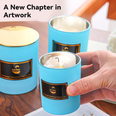 China Home Decoration Electroplating Gold Inside Empty Glass Scented Jar Candle Jars For Candles With Luxury Lid for sale