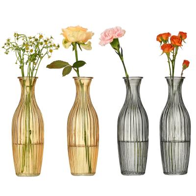 China Wholesale Modern Vase Color Vertical Stripe Home Decorative Glass Vase Customized for sale