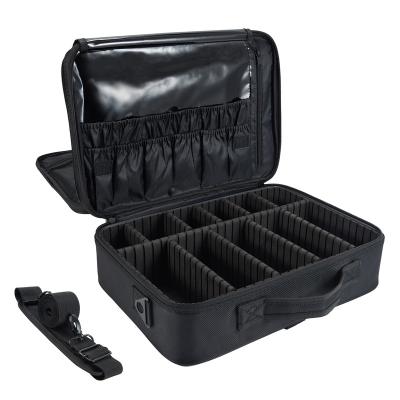 China Durable double layers makeup train case makeup bag organizer artist storage bag with eva adjustable dividers for sale