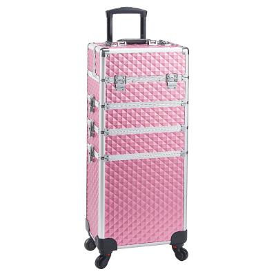 China Durable Wholesale Beauty Case Nails Trolley Multi Functional 4 in 1 XL Travel Makeup Case for sale