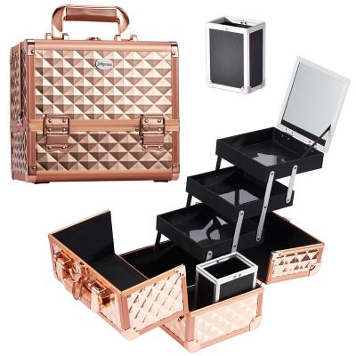 China Durable portable travel makeup cosmetic storage case organizer bag with brush holders for women and girls for sale