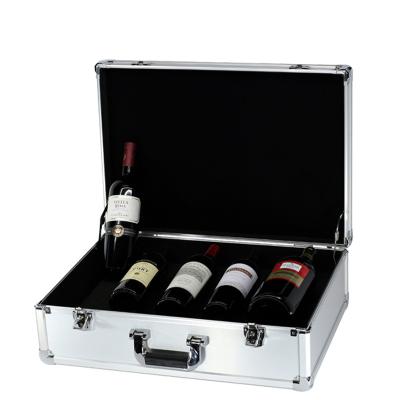 China Waterproof Shockproof Dustproof New Model Customized Wine Bottle Box Portable Wine Glass Case Aluminum Wine Case for sale