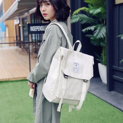 China Custom normcore/fashion korean minimalist cotton canvas backpack with logo school bagpack shoulder tooling bags backpack for sale