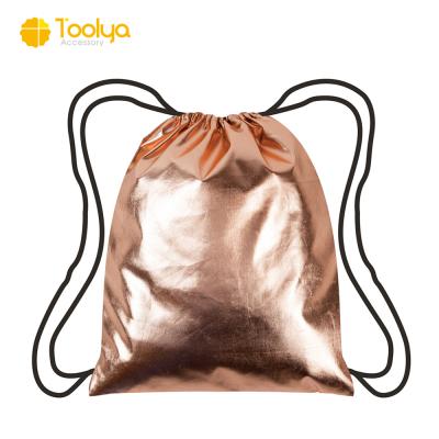 China Waterproof Custom Fashion Drawstring Backpack Strap Shiny Metallic Gym Bag Bags for sale