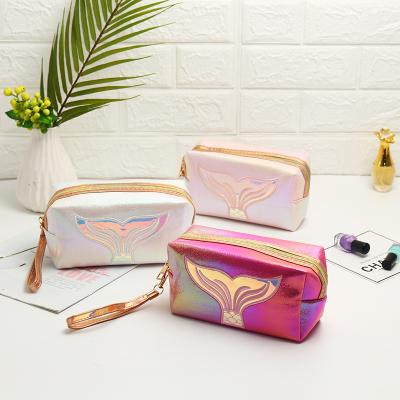 China Fashion PU Girl Travel Makeup Bag Leather Pink Women Makeup Pouch Glitter Logo Cosmetic Bags and Cases Custom Made for sale