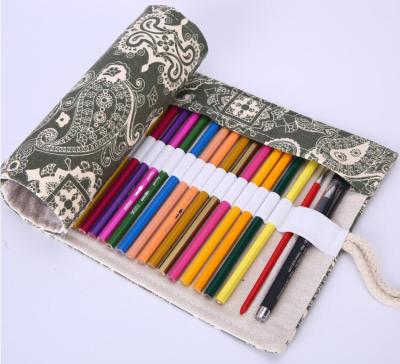 China Schools & Offices Hot Sale 72 Holes 48holes 36holes Canvas Roll Up Pencil Case for sale