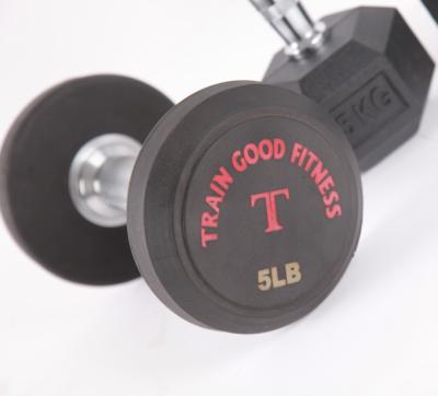 China Hot Selling High Quality Professional Durable Dumbbell Rubber Covered Around PU Dumbbell for sale