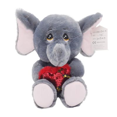 China High Quality Customizable Decoration Sensing Plush Toy Elephant Valentine's Day Sequins Love Cute Elephant Quality Guarantee for sale