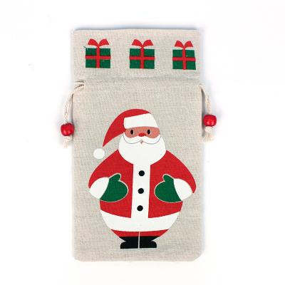 China 100% Eco-friendly And Biodegradable New Arrival Santa Sack Merry Christmas Gift Jute Drawstring Pouch Bags For Kids for sale