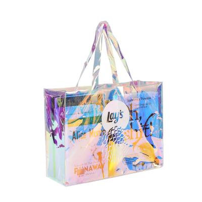 China Reusable Custom Clear PVC Glitter Tote Bag With Logo for sale