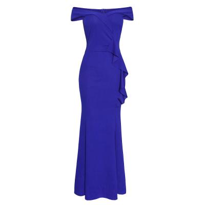 China Solid Color Dress Anti-Static Dress With Tail Split Skirt And Ruffled Neck for sale