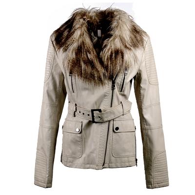 China Women Regular PU Winter Collar Fur Long Sleeve Waterproof Cheap Custom Made Jacket Outwear For 2020 for sale