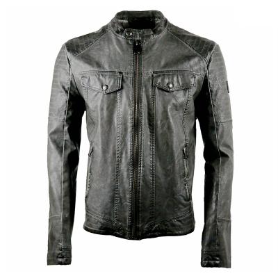 China Selling Retro Faux Windproof Classic Warm Waterproof Biker Leather Jacket For Men for sale