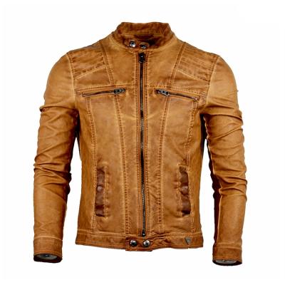 China Waterproof Most Popular Mens Distressed Functional Casual Leather Jacket for sale